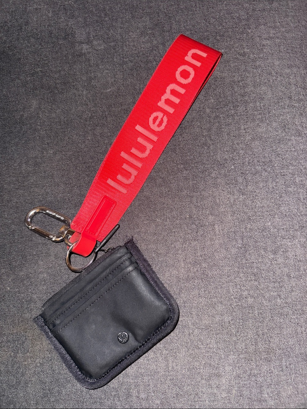 lululemon athletica Red Wrist Strap with Black Card Wallet